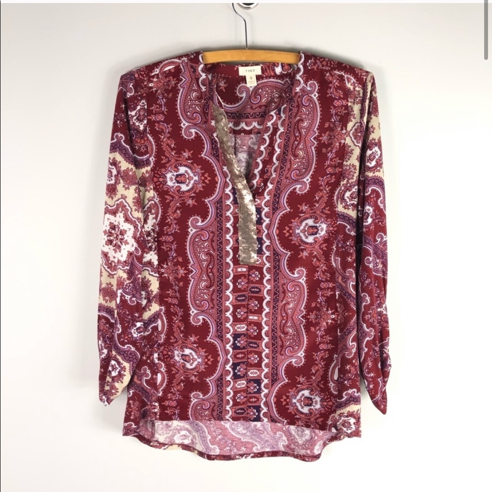 Anthropologie Tiny Devas Popover Tunic Paisley Shirt Top Long Sleeve 223 - Picture 3 of 10